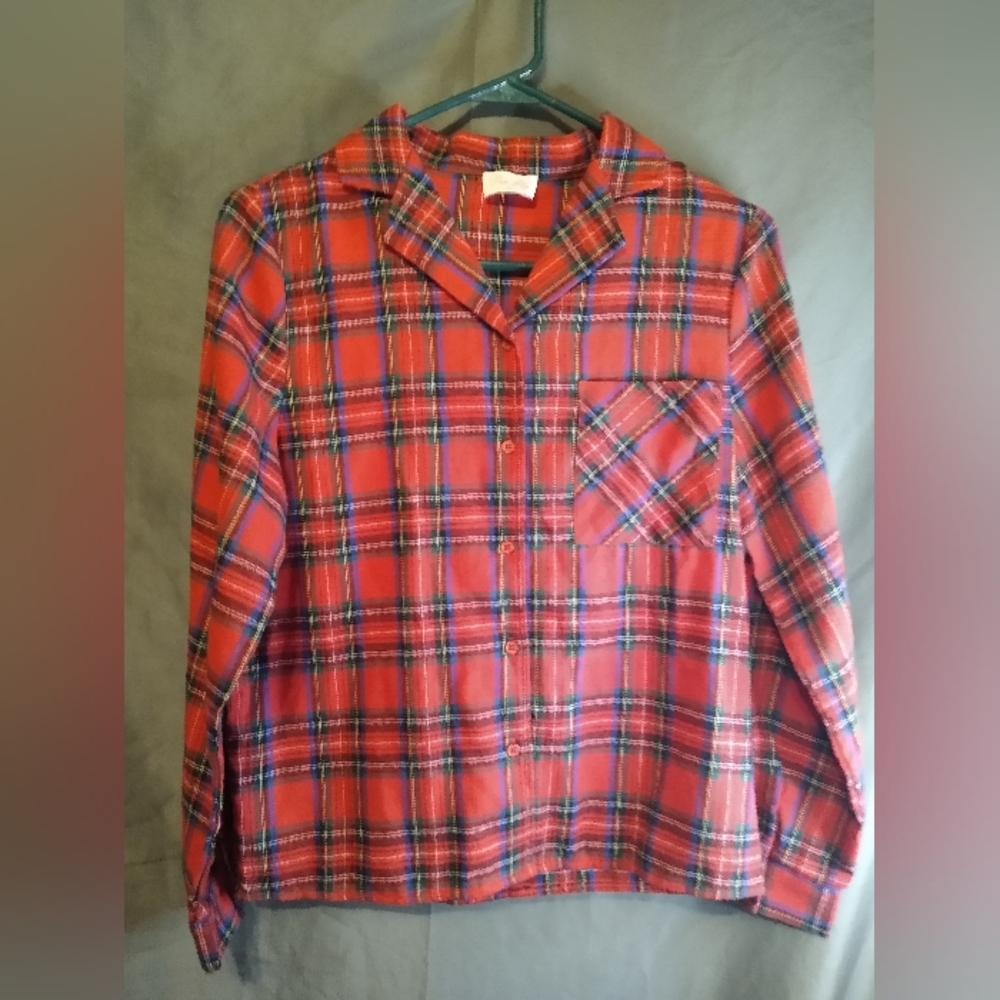 Pink Lily Red Plaid Button-Up Long Sleeve Shirt